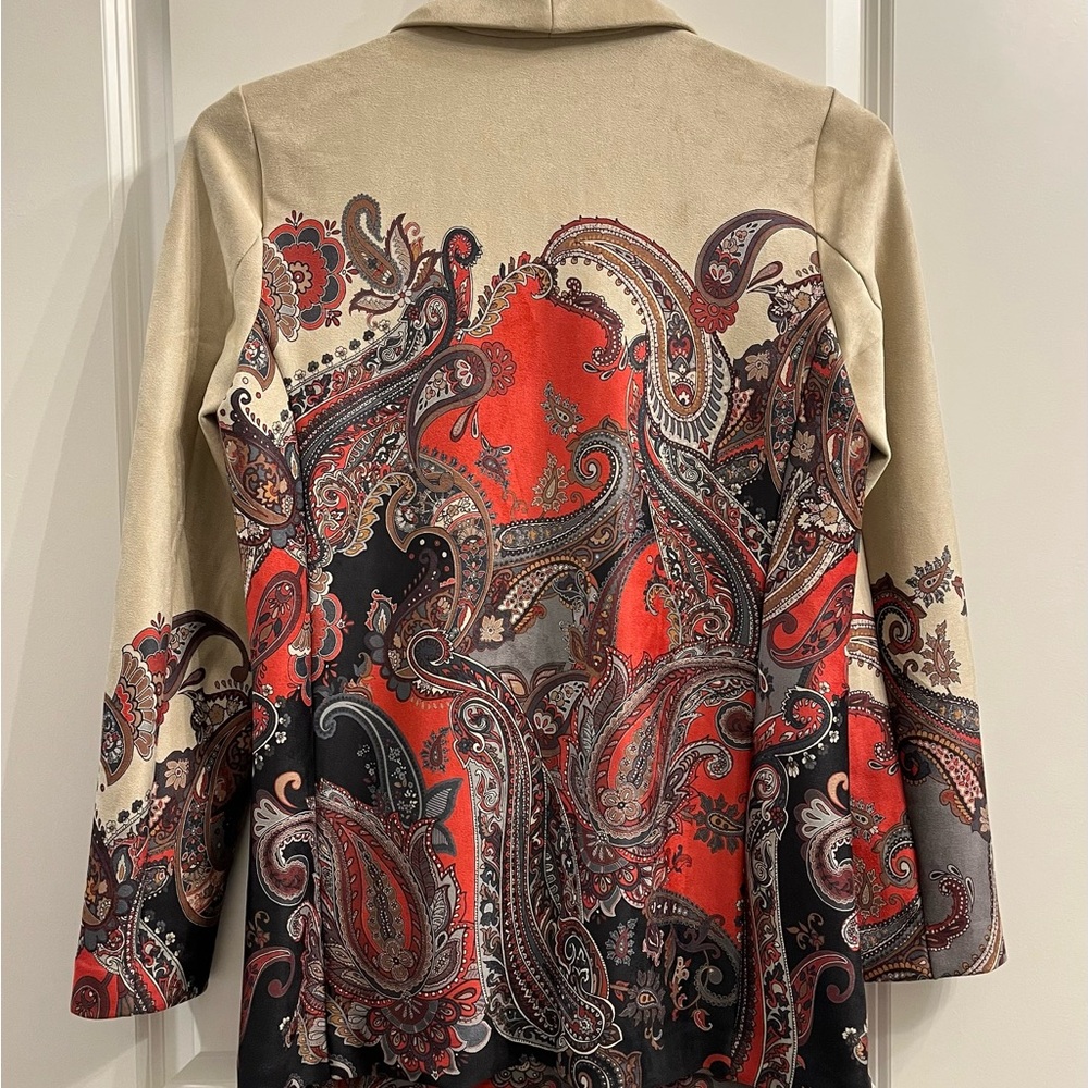 Susan Graver Printed Paisley Suede Collar Jacket  XS NWOT - Picture 3 of 4